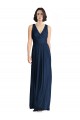 Sleeveless V-Neck Chiffon Dark Navy Long Floor Length Bridesmaid Dress Leicester