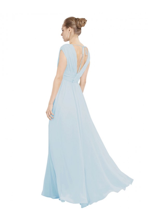 Sleeveless V-Neck Soft Chiffon Sea Glass Long Bridesmaid Dress Leicester