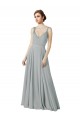 Sleeveless V-Neck Chiffon Silver Long Bridesmaid Dress / Evening Dress Leicester