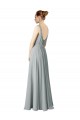 Sleeveless V-Neck Chiffon Silver Long Bridesmaid Dress / Evening Dress Leicester