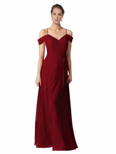 Sleeveless Sweetheart Chiffon Burgundy Long Bridesmaid Dress / Evening Dress Leicester