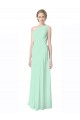 Sleeveless One Shoulder Soft Chiffon Mint Green Long Bridesmaid Dress Leicester
