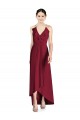 Sleeveless V-Neck Soft Chiffon Burgundy Long High Low Bridesmaid Dress Leicester