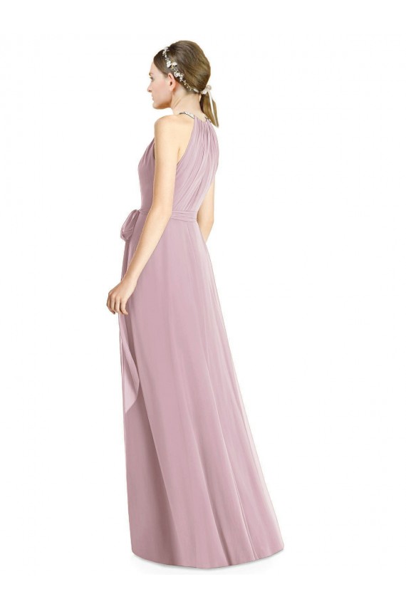 Sleeveless Halter Neck Soft Chiffon Primrose Long Bridesmaid Dress Leicester