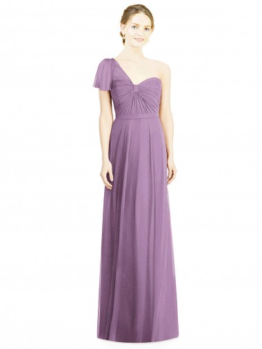 Flutter Sleeves Sweetheart Soft Chiffon Dark Lavender Long Formal Dress / Bridesmaid Dress Leicester