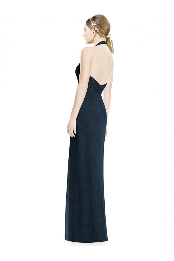 Sleeveless V-Neck Soft Chiffon Dark Navy Long Formal Dress / Bridesmaid Dress Leicester