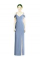 Cold Shoulder Jewel Soft Chiffon Dusty Blue Long Formal Evening Gown / Bridesmaid Dress Leicester