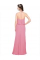 Sleeveless High Neck Soft Chiffon Skin Pink Long Bridesmaid Dress Leicester