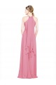 Sleeveless V-Neck Chiffon Skin Pink Long Bridesmaid Dress / Evening Dress Leicester