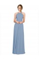 Sleeveless High Neck Chiffon Dusty Blue Long Bridesmaid Dress / Evening Dress Leicester