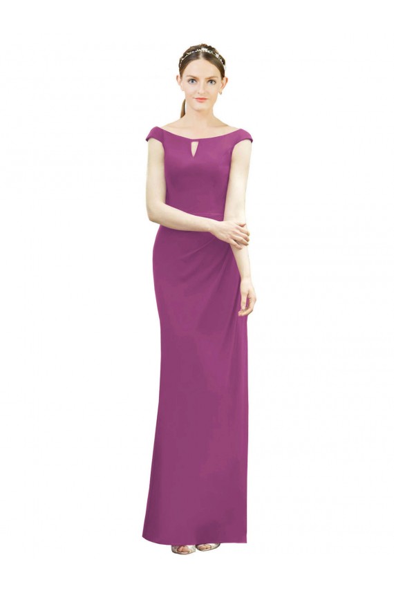 Sleeveless High Neck Soft Chiffon Wild Berry Long Bridesmaid Dress Leicester
