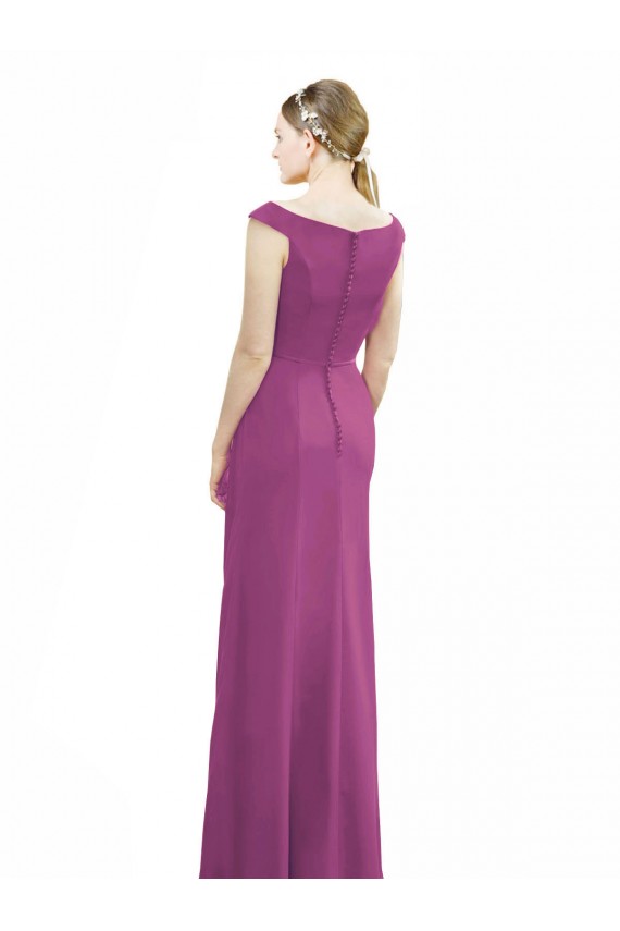 Sleeveless High Neck Soft Chiffon Wild Berry Long Bridesmaid Dress Leicester