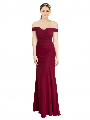 Sleeveless Off the Shoulder Soft Chiffon Burgundy Long Black Tie Prom Dress / Bridesmaid Dress Leicester
