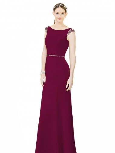 Sleeveless High Neck Soft Chiffon Burgundy Long Bridesmaid Dress Leicester