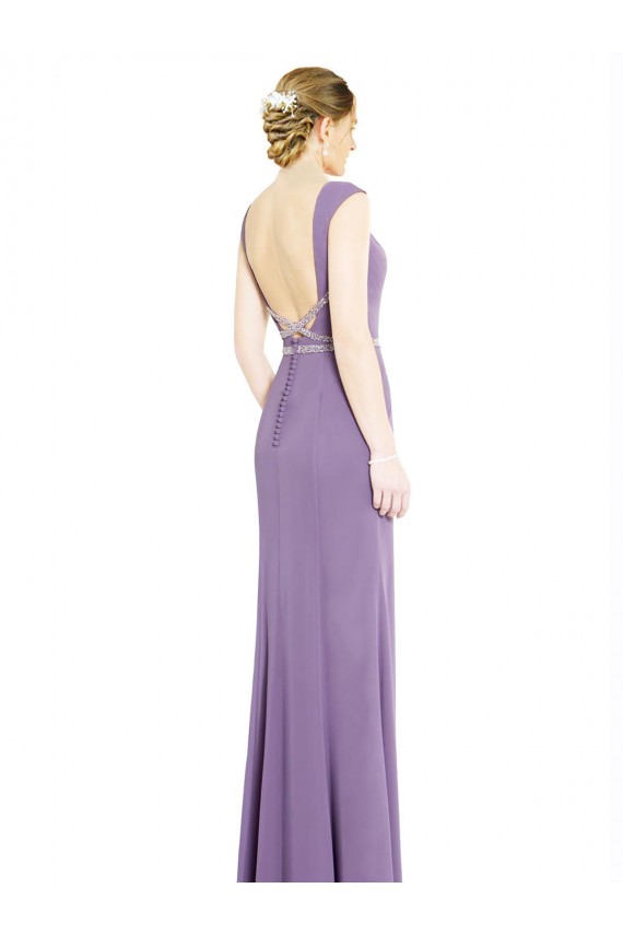 Sleeveless High Neck Soft Chiffon Dark Lavender Long Formal Dress / Bridesmaid Dress Leicester