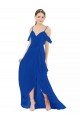 Cold Shoulder V-Neck Soft Chiffon Royal Blue Long High Low Bridesmaid Dress Leicester