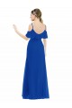 Cold Shoulder V-Neck Soft Chiffon Royal Blue Long High Low Bridesmaid Dress Leicester