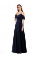 Sleeveless V-Neck Soft Chiffon Dark Navy Long Bridesmaid Dress Leicester