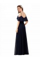 Sleeveless V-Neck Soft Chiffon Dark Navy Long Bridesmaid Dress Leicester