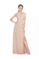 Sleeveless V-Neck Luxe Chiffon Pink Long Bridesmaid Dress / Evening Dress Leicester