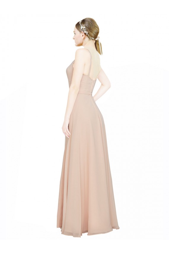 Sleeveless V-Neck Luxe Chiffon Pink Long Bridesmaid Dress / Evening Dress Leicester