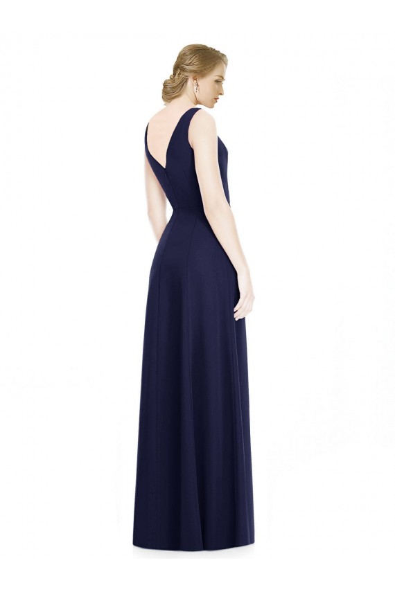 Sleeveless Cowl Neck Soft Chiffon Dark Navy Long Bridesmaid Dress Leicester