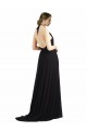 Sleeveless Halter Neck Soft Chiffon Oyster Silver Long Bridesmaid Dress Leicester