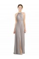 Sleeveless Halter Neck Soft Chiffon Oyster Silver Long Bridesmaid Dress Leicester