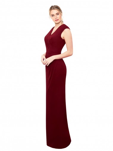 Sleeveless High Neck Soft Chiffon Burgundy Long Prom Dress / Bridesmaid Dress Leicester
