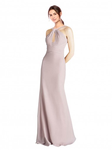 Sleeveless High Neck Soft Chiffon Sheath Long Bridesmaid Dress Leicester