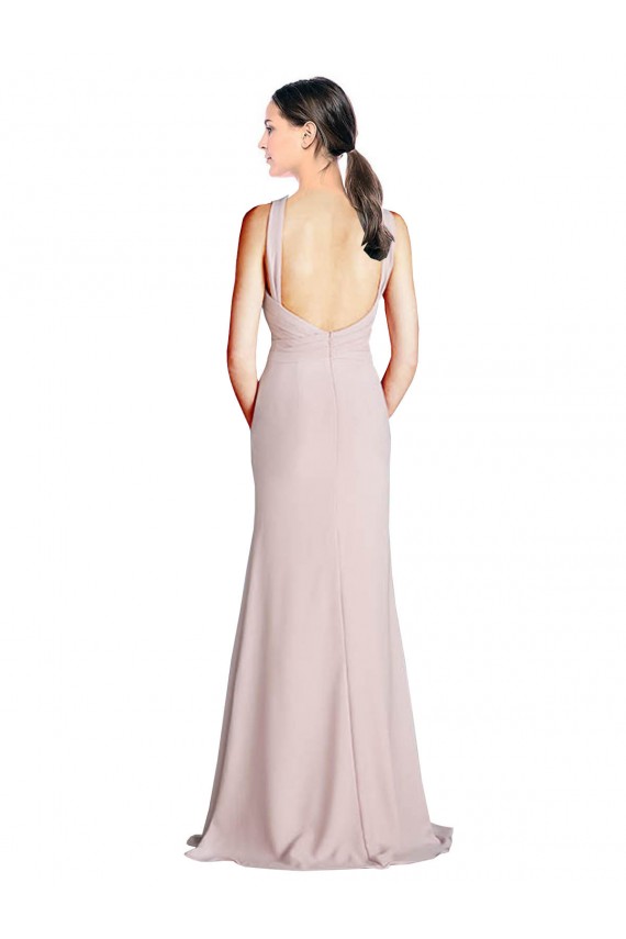 Sleeveless High Neck Soft Chiffon Sheath Long Bridesmaid Dress Leicester