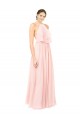 Sleeveless Halter Neck Soft Chiffon Pink Long Formal Dress / Bridesmaid Dress Leicester