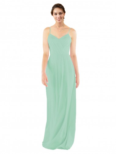 Sleeveless V-Neck Soft Chiffon Mint Green Long Bridesmaid Dress Leicester