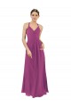 Sleeveless V-Neck Soft Chiffon Wild Berry Sheath Long Bridesmaid Dress Leicester