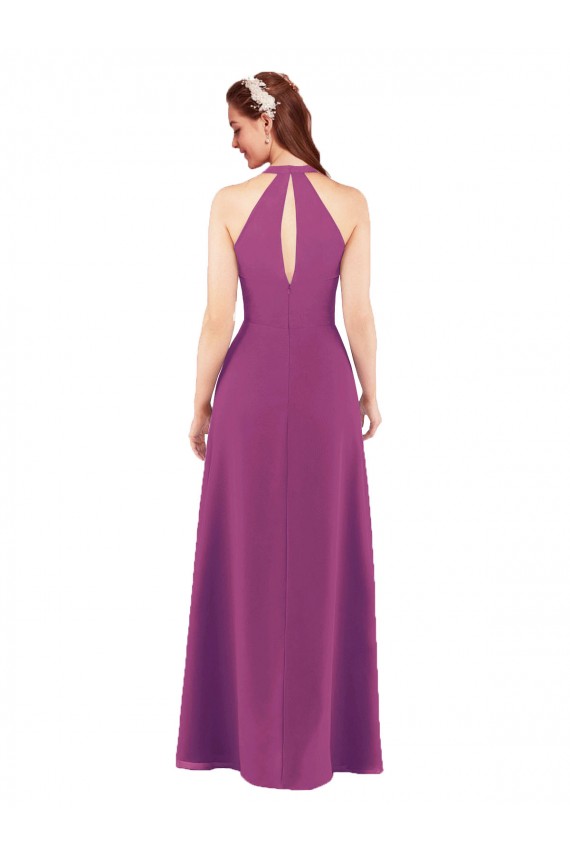 Sleeveless V-Neck Soft Chiffon Wild Berry Sheath Long Bridesmaid Dress Leicester