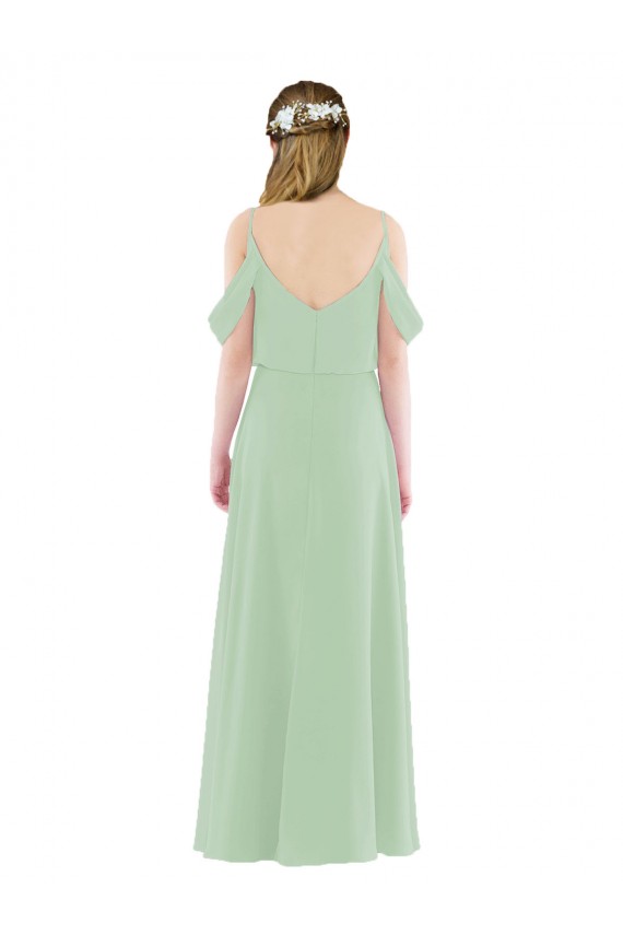 Sleeveless Off the Shoulder Soft Chiffon Sage Long Bridesmaid Dress Leicester