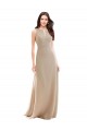 Sleeveless High Neck Soft Chiffon Champagne Long Bridesmaid Dress Leicester