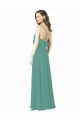 Sleeveless V-Neck Soft Chiffon Icelandic Silver Long Bridesmaid Gown Leicester