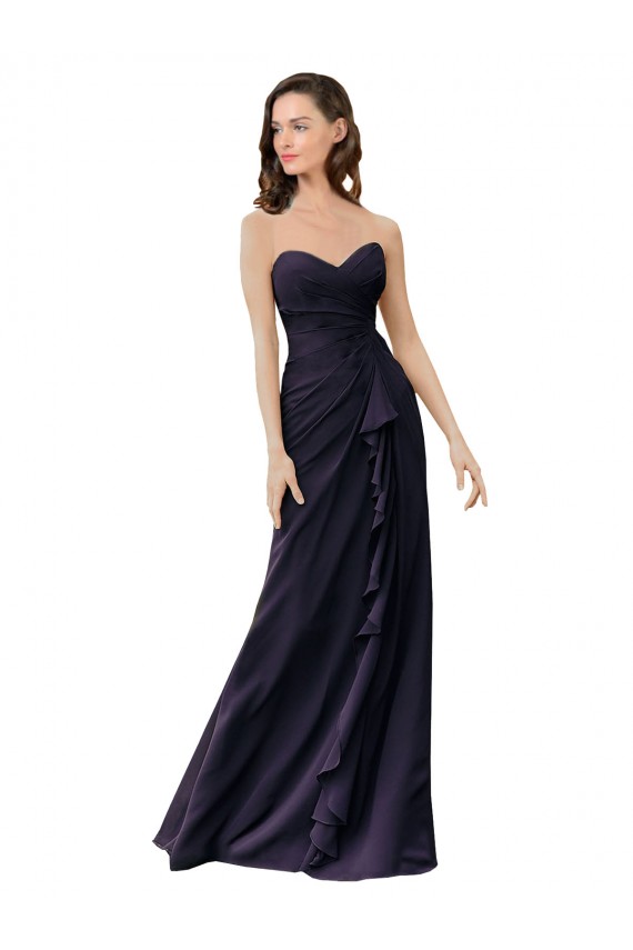 Sleeveless Sweetheart Soft Chiffon Dark Navy Long Bridesmaid Dress Leicester