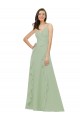 Sleeveless V-Neck Soft Chiffon Smoke Green Long Bridesmaid Dress Leicester