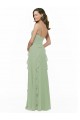 Sleeveless V-Neck Soft Chiffon Smoke Green Long Bridesmaid Dress Leicester