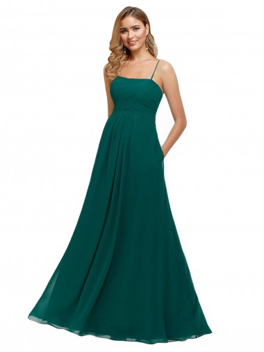 Sleeveless Square Neck Soft Chiffon Hunter Long Bridesmaid Dress Leicester