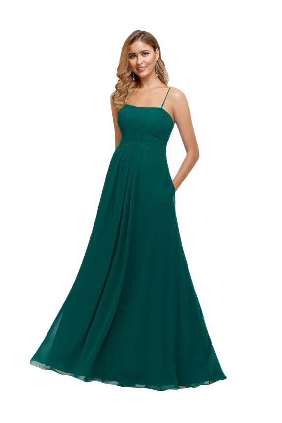 Sleeveless Square Neck Soft Chiffon Hunter Long Bridesmaid Dress Leicester