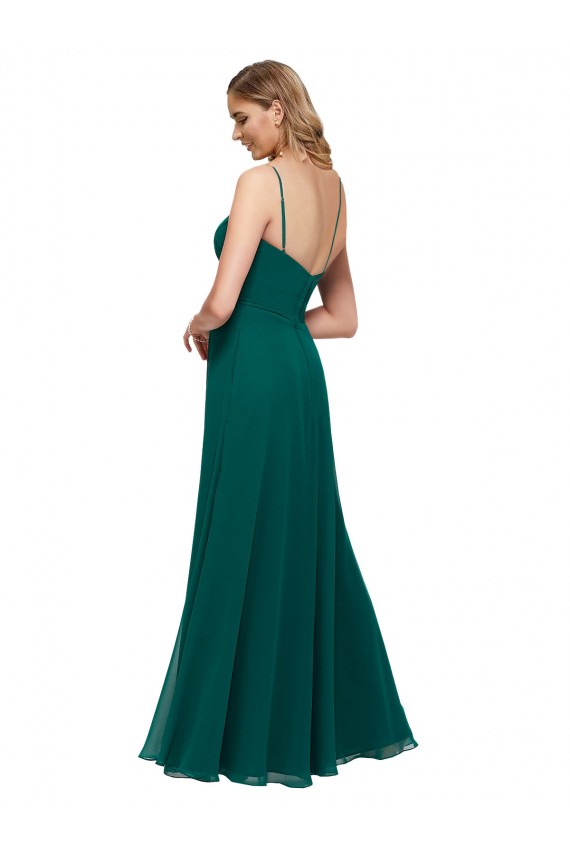 Sleeveless Square Neck Soft Chiffon Hunter Long Bridesmaid Dress Leicester