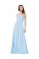 Sleeveless V-Neck Chiffon Light Sky Blue Long Formal Dress / Bridesmaid Dress Leicester