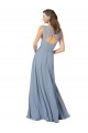 Sleeveless V-Neck Soft Chiffon Dusty Blue Long Formal Dress / Bridesmaid Dress Leicester