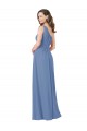 Sleeveless One Shoulder Soft Chiffon Windsor Blue Long Bridesmaid Dress Leicester