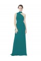 Sleeveless One Shoulder Soft Chiffon Hunter Long Bridesmaid Dress Leicester