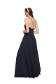 Sleeveless V-Neck Soft Chiffon Dark Navy Long Bridesmaid Dresses Leicester