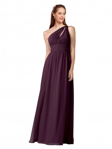 Sleeveless One Shoulder Chiffon Grape Long Floor Length Bridesmaid Dress Leicester